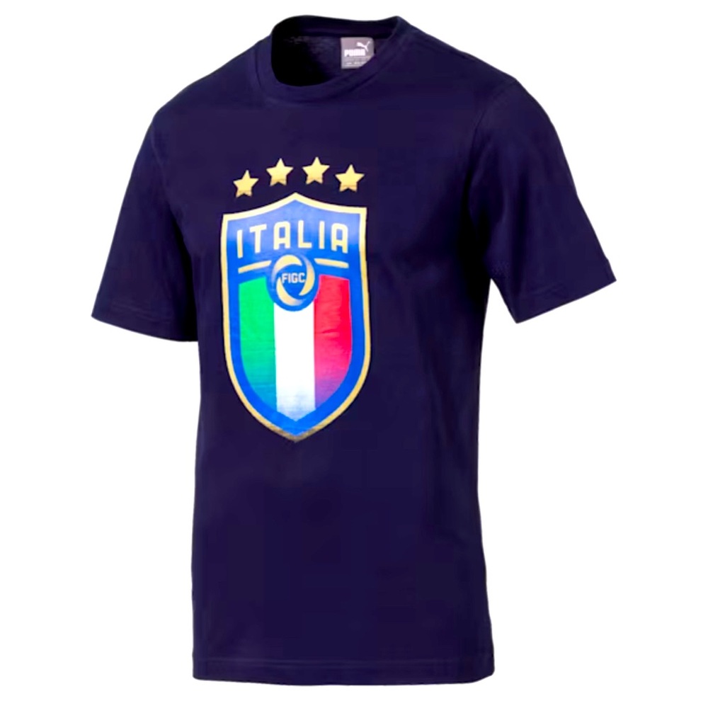 PUMA - Official FIGC Italia Badge Tee – Navy Blue – Size Medium